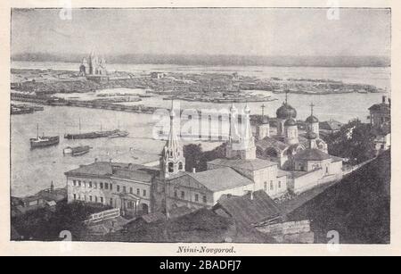 Vintage black and white photo of Nijni-Novgorod, Russia, 1900s. Stock Photo