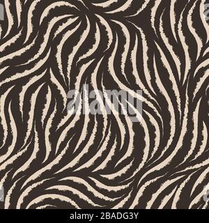 Vector seamless texture of beige color from smooth lines with torn edges isolated on a brown background. The pattern for printing on fabric or Stock Vector