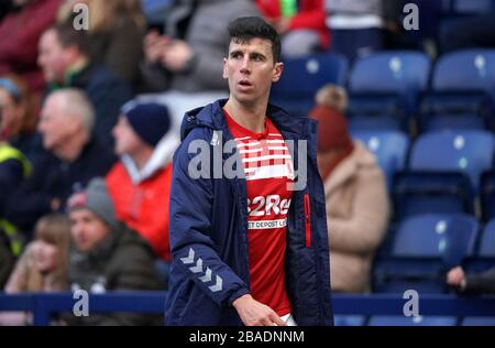 Middlesbrough's Daniel Ayala goes off injured Stock Photo - Alamy