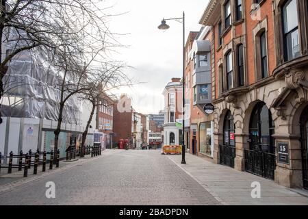 Empty Low Pavement on a Saturday afternoon during the Coronavirus COVID 19 pandemic, March 2020 Nottinghamshire England UK Stock Photo