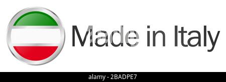 EPS vector illustrating seal of quality with round button with national colors and text MADE IN ITALY Stock Vector