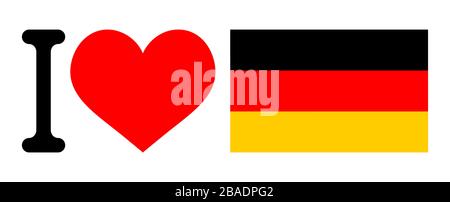 EPS vector showing german patriot text and heart flag business sign Stock Vector