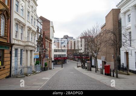 Empty Low Pavement on a Saturday afternoon during the Coronavirus COVID 19 pandemic, March 2020 Nottinghamshire England UK Stock Photo