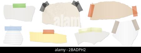 collection of different colored scraps of papers with adhesive strips Stock Vector