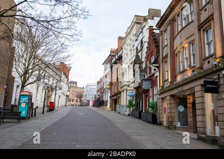 Empty Low Pavement on a Saturday afternoon during the Coronavirus COVID 19 pandemic, March 2020 Nottinghamshire England UK Stock Photo