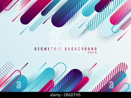 Abstract blue and pink geometric rounded line diagonal pattern on white background. Vector illustration Stock Vector