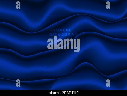 Abstract blue cloth fold silk texture satin velvet material or fluid wave shape background luxury style. Elegant wallpaper design, template cover broc Stock Vector
