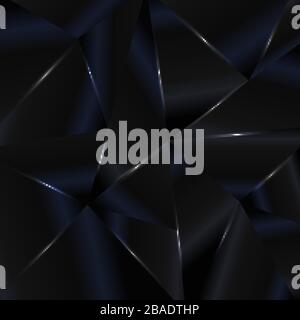 Abstract background black and blue low polygon shape with lighting. Geometric triangle pattern modern style. Vector illustration Stock Vector