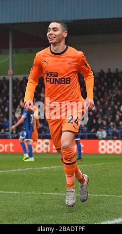 Newcastle United's Miguel Almiron celebrates scoring his side's first goal of the game Stock Photo