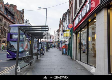 Empty Upper Parliament Street on a Saturday afternoon during the Coronavirus COVID 19 pandemic, March 2020 Nottinghamshire England UK Stock Photo