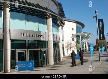 View of the main entrance to the Rugby Expo 2012 in Twickenham. Stock Photo