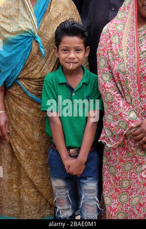 Portrait of a boy in Kumrokhali village, West Bengal, India Stock Photo