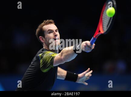 Great Britain's Andy Murray in action against Switzerland's Roger Federer Stock Photo