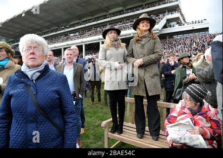 Crowds gather at Cheltenham Racecourse for the 2020 Festival of racing, one of the last big public gatherings under the cloud of coronavirus covid-19 Stock Photo