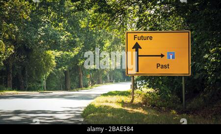 Street Sign the Direction Way to Future versus Past Stock Photo