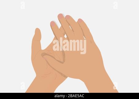 An image of hands washing each other. Stock Vector