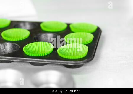 Cupcake baking dish. Professional cooking tools. Stock Photo