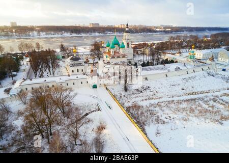 View of the Tolgsky Monastery on a January day (aerial photography). Yaroslavl, Russia Stock Photo