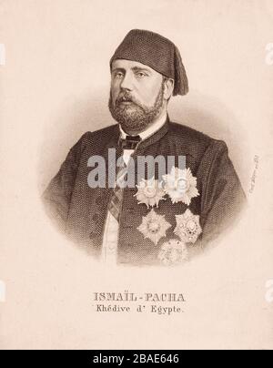 Ismail Pasha, known as Ismail the Magnificent (1830 – 1895), was the Khedive of Egypt and Sudan from 1863 to 1879, when he was removed at the behest o Stock Photo