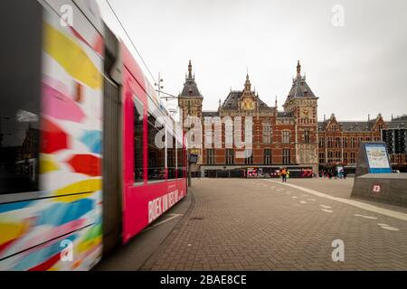 Amsterdam Central station during a usual workday Stock Photo