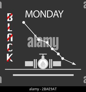 Vector illustration Oil industry. Falling prices. Economic crisis. Schedule drop in demand. Market. Trading on the exchange Increased production Equip Stock Vector