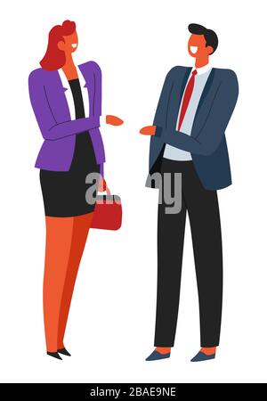 Business people partners on meeting, company workers talking Stock Vector