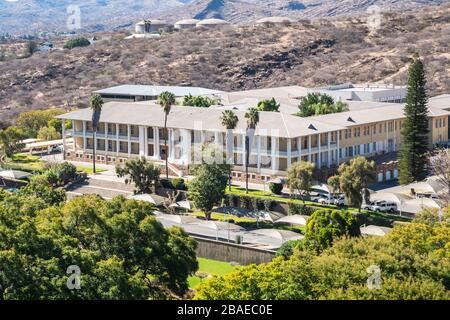 Tintenpalast or Ink Palace Parliament Building Aerial View in Windhoek, Namibia, Africa, the Seat of the National Assembly Stock Photo