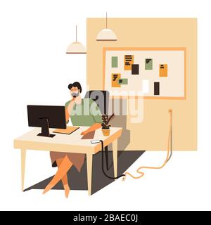 Designer freelancer working from home, student by laptop Stock Vector