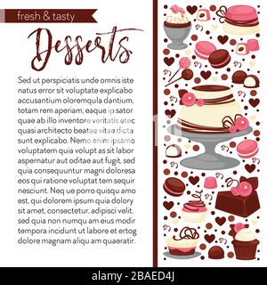 Sweetness cooking book with recipe page template and chocolate cake vector Stock Vector