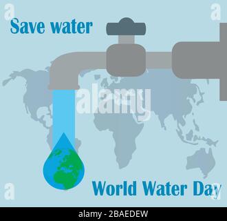 World Water Day, save water vector illustration. Stock Vector