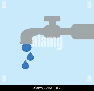 Water faucet with water drops vector illustration. Stock Vector