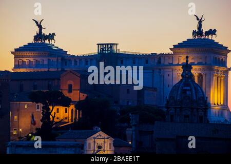 Panoramic view of the Roman forum with the Capitolium (73 A.D.), the ...