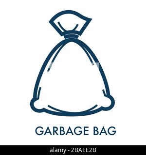 Garbage bag with trash and disposal, sack with rubbish Stock Vector