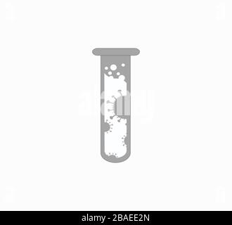 Chemical test tube with a virus - vector illustration on white isolated background Stock Vector