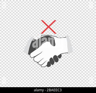 No handshake icon. Vector illustration, flat design. Stock Vector