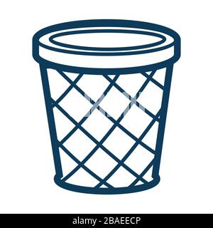 Dustbin or circle container for garbage silhouette outline vector Stock Vector