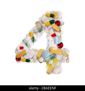 Number 1234567890 of alphabet made of tablets of medicines, supplements or  vitamins. Typeface from pills for drugstore Stock Photo - Alamy