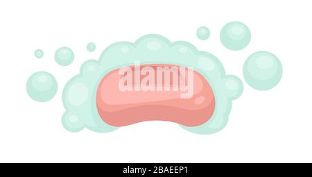 Soap with foamy bubbles, washing or cleaning product Stock Vector