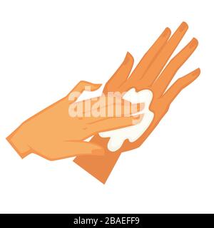 Female hands applying cream, pampering cosmetic lotion skincare Stock Vector