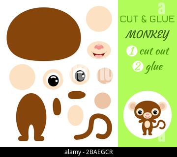 Cut and glue paper little monkey. Kids crafts activity page ...