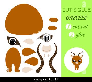 Cut and glue baby gazelle. Education developing worksheet. Color paper ...