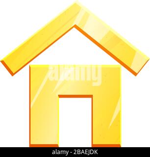 House gold icon on white background. Home simple metal isolated pictogram. Web sign. Geometric shape for games and apps. Real estate Vector element logo. Stock Vector