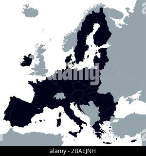 Map of European Union without UK. Vector Illustration. Shape and graphic illustration. Stock Vector