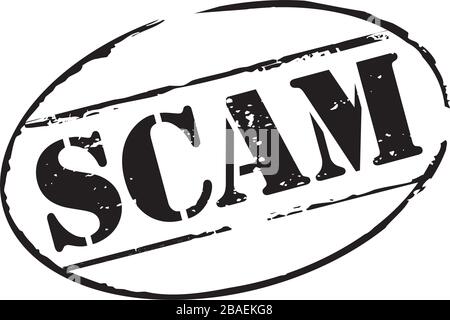 Black grunge stamp and SCAM. Vector Illustration. Stock Vector