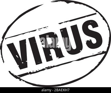 Black grunge stamp and text VIRUS. Vector Illustration. Stock Vector