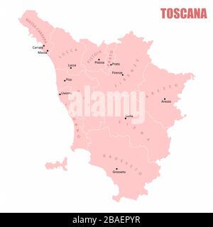 Tuscany administrative map Stock Vector