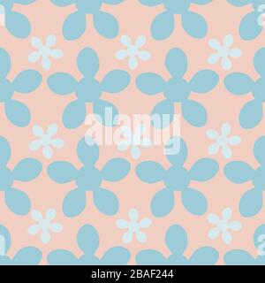 Abstract cowrie shell seamless vector pattern background. Modern mussel repeat in popular necklace style layout. Pink blue marine design all over Stock Vector