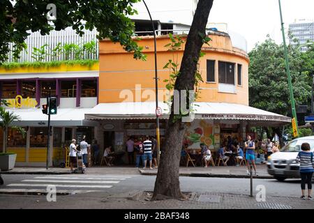 Cafe on corner of Visconde de Pirajá and Garcia De Avila in Ipanema, Rio - Brasil Stock Photo