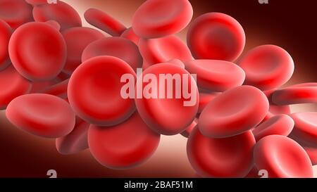 Red blood cells moving in vein Stock Photo