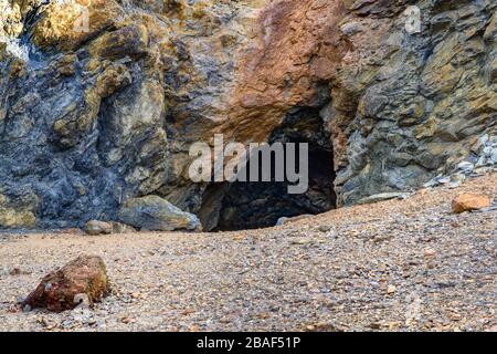 Cave at Parys Mountain copper mine in Anglesey Stock Photo
